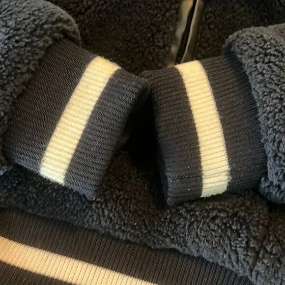 American Stitch Fleece Bomber Jacket Navy Size Small - Picture 10 of 12